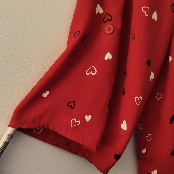 Catherines Tunic Size 2X 22-24 Red Valentine Hearts Pattern Christmas Holiday - Picture 5 of 11
